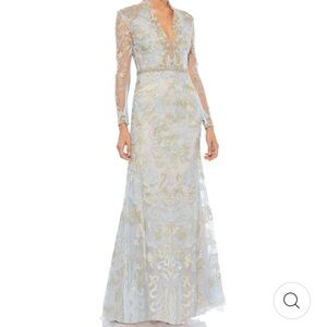 Mac Duggal Bridgerton Powder Blue Long Sleeve Gown, STUNNING